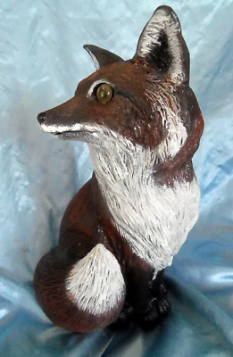 Vgt  1995 Art Line 12" Sitting Red Fox Resin Garden Yard Animal Statue - Image 1 of 4