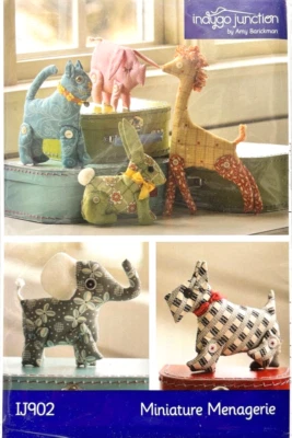 Indygo Junction Soft Toy Sewing Pattern IJ902 Cat Dog Elephant Pig Giraffe Pig - Image 1 of 2