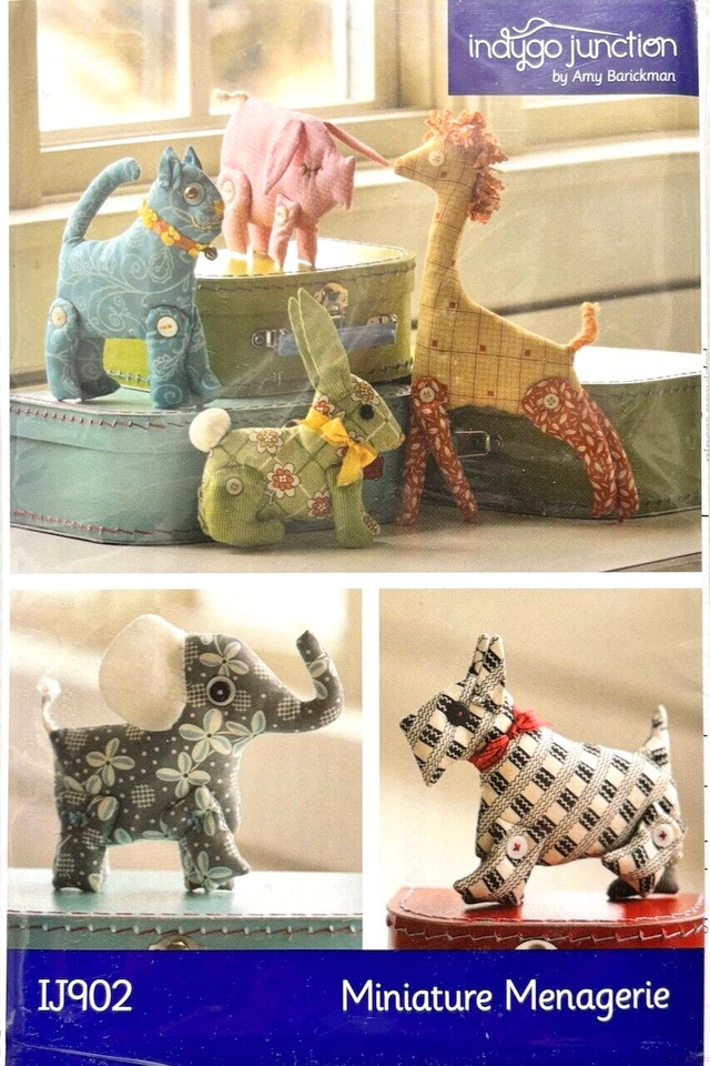 Indygo Junction Soft Toy Sewing Pattern IJ902 Cat Dog Elephant Pig Giraffe Pig - Image 1 of 2