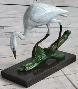 Bronze Metal Stork Egret Crane Heron Statue Figurine Sculpture Original Milo Art - Picture 1 of 10