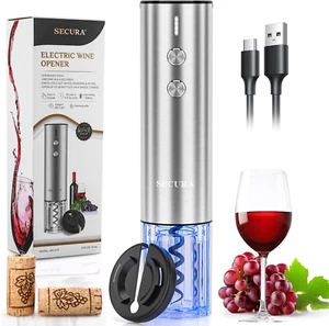 Stainless Steel Electric Wine Opener, Rechargeable Automatic Home Wine Bottle Op - Picture 1 of 7