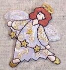 Christmas Angel with White Robe Halo Three Stars Iron on Patch