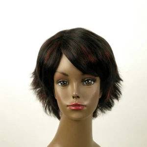 perruque femme afro 100% cheveux naturel méchée noir/rouge SHARONA 05/1b410 - Picture 1 of 9