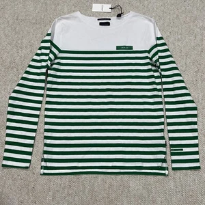 Scotch & Soda Shirt LARGE Long Sleeve Green White Breton Amsterdams Blauw NEW - Picture 1 of 9