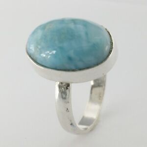 Size 7 1/2 Blue LARIMAR Ring in solid 925 STERLING SILVER #0402