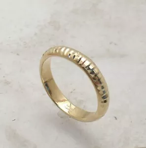 Size 8 Unique Ribbed Style Diamond Cut Domed Band Ring Real 14K Yellow Gold QVC - Picture 1 of 4