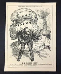 The Pocket Atlas Coal Dispute words of Prime Minister Punch cartoon print 1926 - Picture 1 of 3