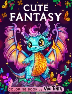 Cute Fantasy: Coloring Book for Adults & Teens with Adorable Fantasy Dragons - Picture 1 of 12