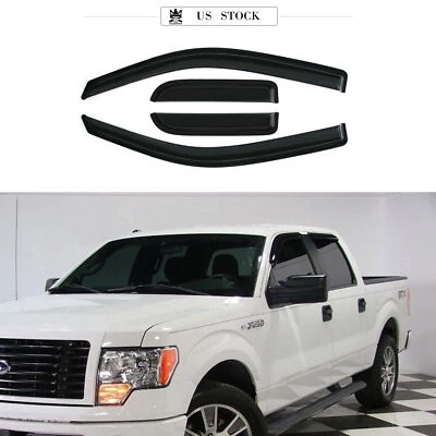 Fits 04-14 Ford F150 Supercab Extended Cab Window Visors Rain Sun Guard Vent 4Pc - Imagem 1 de 4