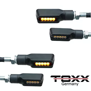 4x Toxx LED Mini Indicatore Moto Nero Testato Davanti Posteriore Blinkerset 12V - Imagen 1 de 5