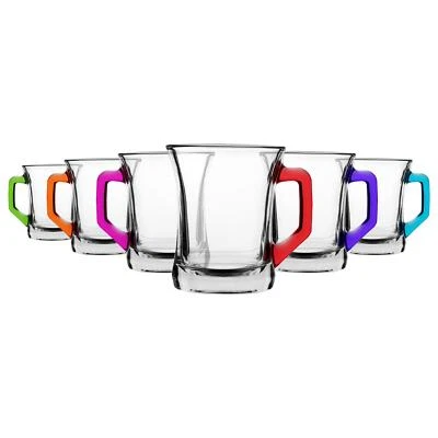 6x LAV Zen+ Glass Coffee Mugs Large Tea Latte Cup Set 225ml Multicolour