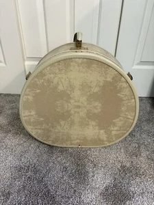 Vintage Samsonite Beige Round Hat Box Train Case Luggage Suitcase Streamlite  - Picture 1 of 6