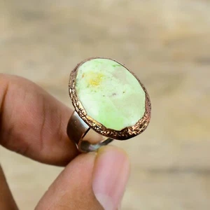 Anillo ajustable electroformado cobre limón crisoprasa tamaño ajustable - Imagen 1 de 6