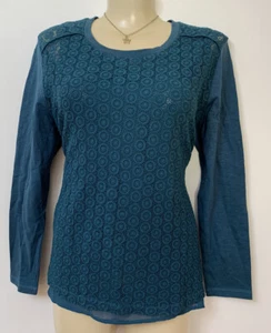 SARA PLUS SIZE 20 Teal Green Lace Front Inbuilt Cami Longsleeve Top FREE Post - Picture 1 of 3
