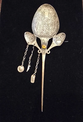 Grampo de cabelo tradicional vintage/acessório de cabelo ornamental âmbar Rússia Soviética - Imagem 1 de 4