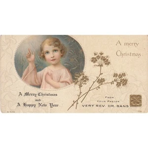 Tarjeta de visita de Feliz Navidad 1913 Pastor Reverendo Dr Gan 5" X 2,25" Alemania - Imagen 1 de 2