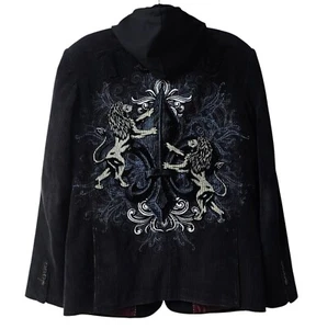 Toku Japan Designer Herren M Cord Blazer mit Kapuze Reißverschluss vorne und 2 Knopf Jacke - Bild 1 von 5