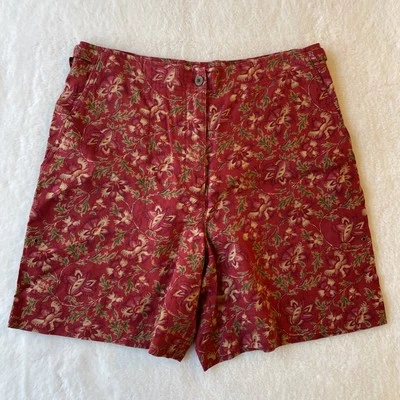 Ralph Lauren De Colección Lino Rojo Rosa Floral Pantalones Cortos Largos Años 90 Preppy Golf Mamá Verano 8 Foto 1 de 4