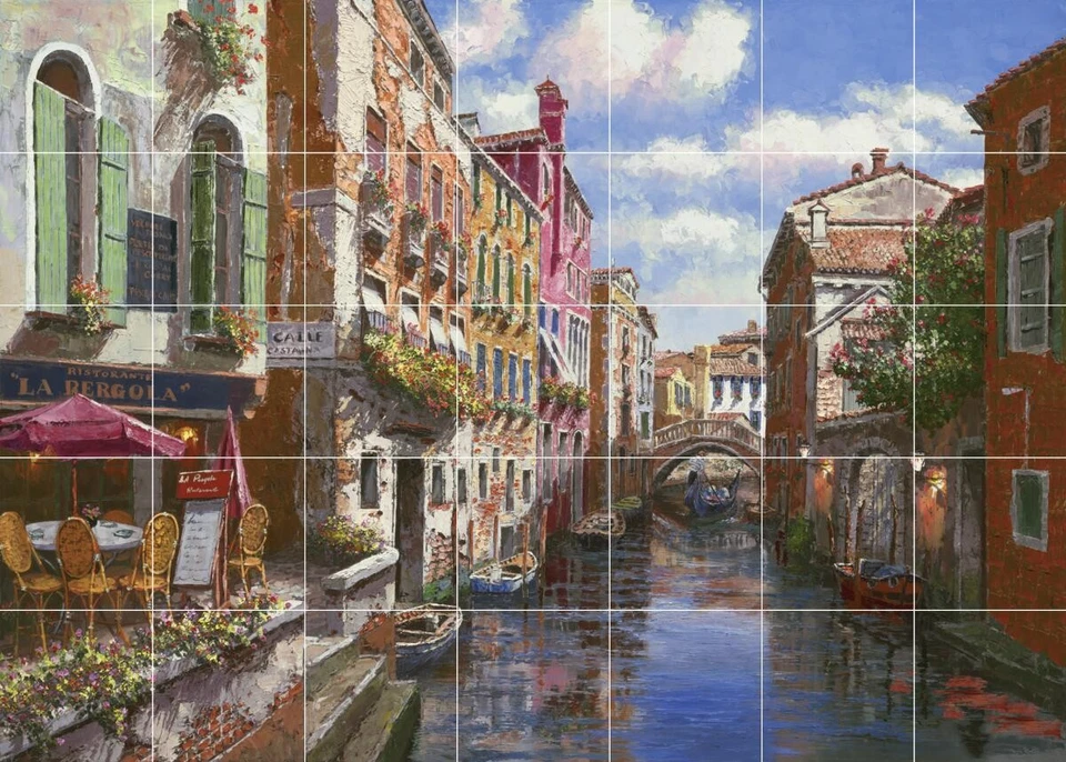 Mural de azulejos de cerámica con vista al agua cocina/baño/ducha - Le Pergola Foto 1 de 1