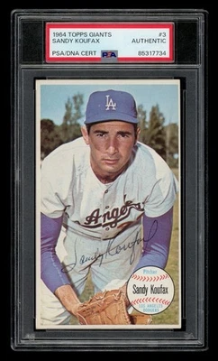 1964 Topps Giants Set-Break #  3 Sandy Koufax Auto PSA AUTHENTIC - Image 1 of 3