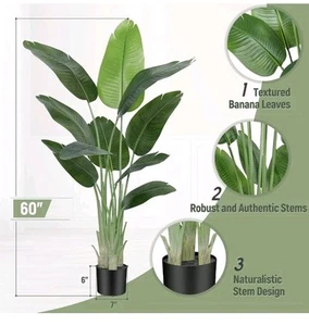 Artificial Bird of Paradise Plant Outdoor 150CM Fake Tropical Banana Tree 10 Lea - Picture 1 of 8