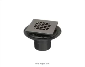 Oatey 3 Zoll Runde schwarze PVC Duschablauf mit 4-3/16 Zoll Vierkant Edelstahl - Bild 1 von 3