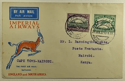 1932 Inglaterra Primer vuelo de Imperial Airways Norwich a Ciudad del Cabo - Nairobi Kenia Foto 1 de 2