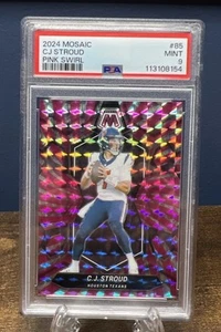 2024 Panini Mosaic Pink Swirl Prizm #85 CJ Stroud Texans RC Rookie 12/13 PSA 9 - Imagen 1 de 4