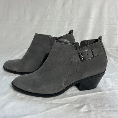 Gray Suede Booties Cowboy Ankle Boots Sz 9 Leather Boots Shoes Western - Image 1 of 4
