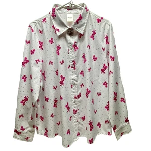Blair Button Up Blouse Women's Large White Pink Floral Collared Long Sleeve NWOT - Picture 1 of 10