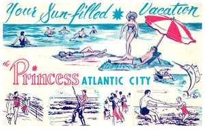 Atlantic City NJ The Princess Hotel Sun Filled Vacation 1950s Vintage Postcard - Picture 1 of 3