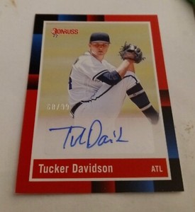 2022 Tucker Davidson Donruss Retro 1988 Signatures RED AUTO MINT Braves (68/99)