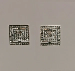 9901783 Pendientes Plata 925 Art Deco Piedras Swarovski Geométricas 1,5x1,5cm - Imagen 1 de 2
