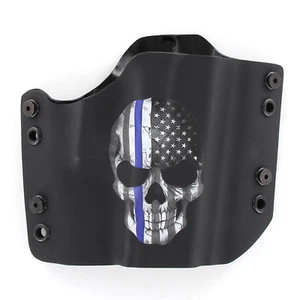 Smith & Wesson - OWB Gun Holster - Optic Ready - Skull Blue Line - Picture 1 of 4