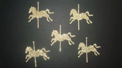 30 ORO PLATA BRILLO CARRUSEL CABALLO TROQUELADOS PUNZONES CONFETI FIESTA DE CUMPLEAÑOS Foto 1 de 3