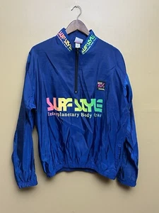 Vintage 90s Surf Style Pullover Windbreaker Iridescent Logo 1/4 Zip Unisex 1 Sz - Picture 1 of 9