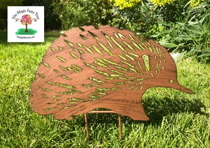 35cm rusty metal echidna stake garden sculpture decor bird ornament - Picture 1 of 4