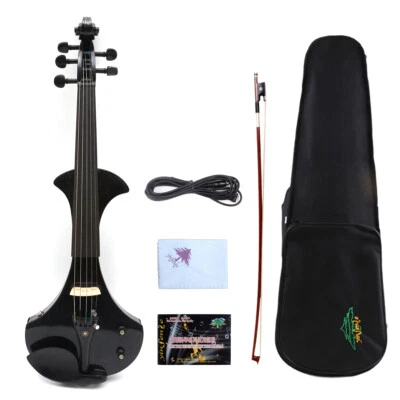 5 String Electric Violin 4/4 Size Violin Solid wood Ebony Violin Fittings Black - Image 1 of 4