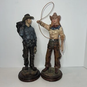 Vintage Cowgirl mit Lasso Cowboy mit Sattel & Lasso detailliert Resin Cast Menge 2 - Bild 1 von 14