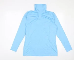 Green Lamb Womens Blue Polyester Basic T-Shirt Size 14 High Neck - Pleated - Picture 1 of 10