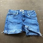 Paige Blue Denim Low Rise Rolled And Frayed Hem Jean Shorts Womens Size 24