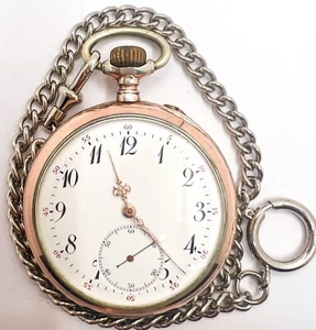 IWC 51.5mm Silver 800 Gold Filled Pocket Watch Mechanical Wind Helmet Back Case - Picture 1 of 11