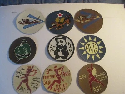 WWII AVG/USAAF FLYING TIGER NINE  PATCH LOT (A) - Image 1 of 4
