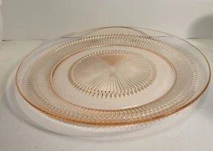 Pink Depression Glass Round Serving Tray 12.5" Wide - Picture 1 of 6