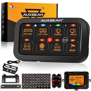 AUXBEAM RGB 8 Gang Switch Panel On Off Control System for Camper JEEP JK 2007-18 - Picture 1 of 12