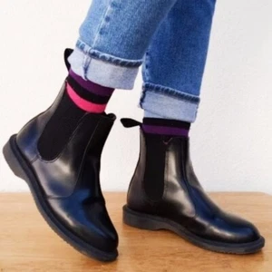 Botas de combate y moto Dr. Martens negras brillantes Flora Chelsea talla 6 - Imagen 1 de 10