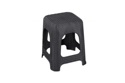 Hocker Sitz Sitzhocker Rattan Optik Stapelhocker Garten Stuhl Taburett Anthrazit - Bild 1 von 4