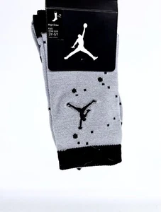 Jordans-High Crew Socks Size Boys 3Y-5Y -2 Pairs-(1)Grey And (1)Black - K2 - Picture 1 of 2