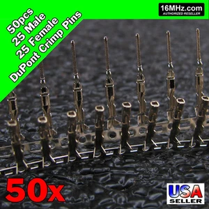 50x Dupont Jumper Wire Pins 25x Male / 25x Female Crimp Connectors 50pcs Q28 - Picture 1 of 1