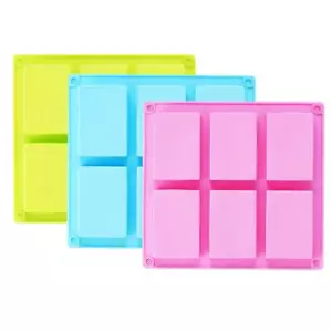 3 Pack Silicone Soap Molds 6 Cavities Silicone Baking Mold for Muffin Loaf - Picture 1 of 6